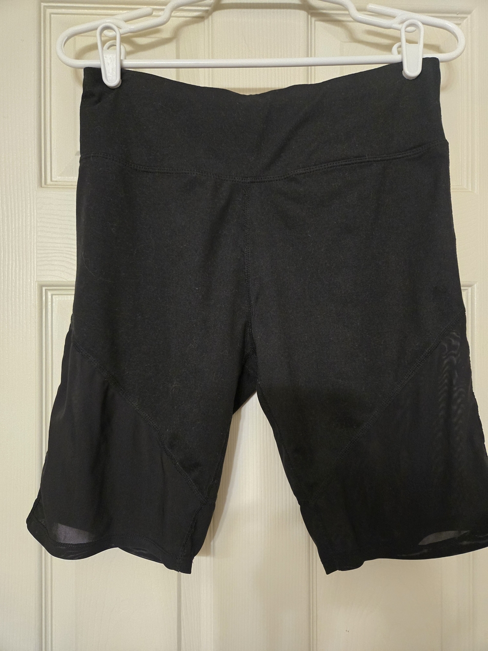 Betsey Johnson Black High-Waist Bike Shorts with Mesh Panels